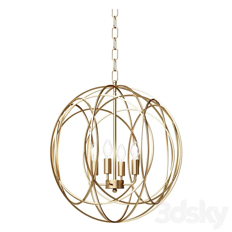 Chandelier Modern Chic Gold 4-Light Iron Chandelier Orb Chain Hanging Geometric Ceiling Lamp